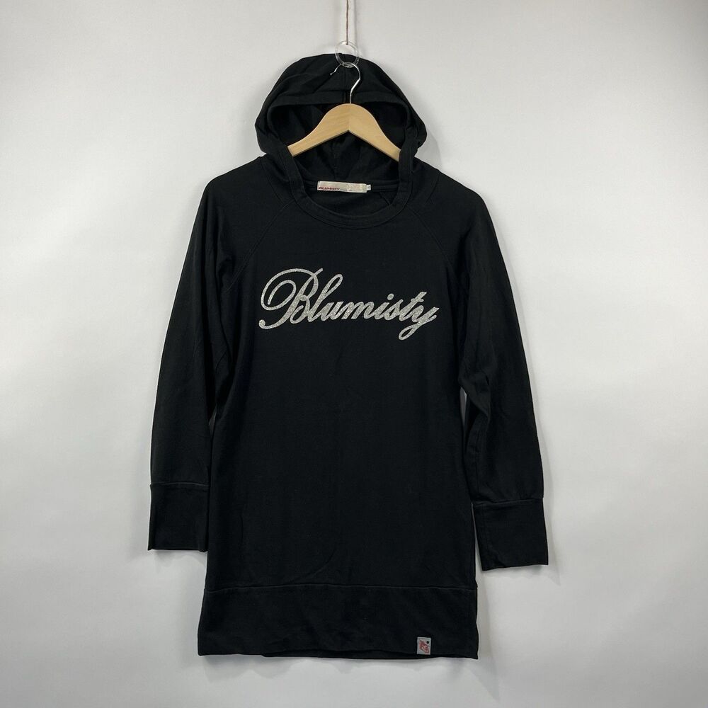 Women’s Black Lightweight Hoodie Small 100% Cotton Hooded Tunic Top